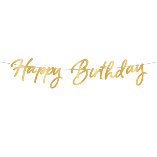 Μπάνερ 'Happy Birthday' χρυσό, για party.