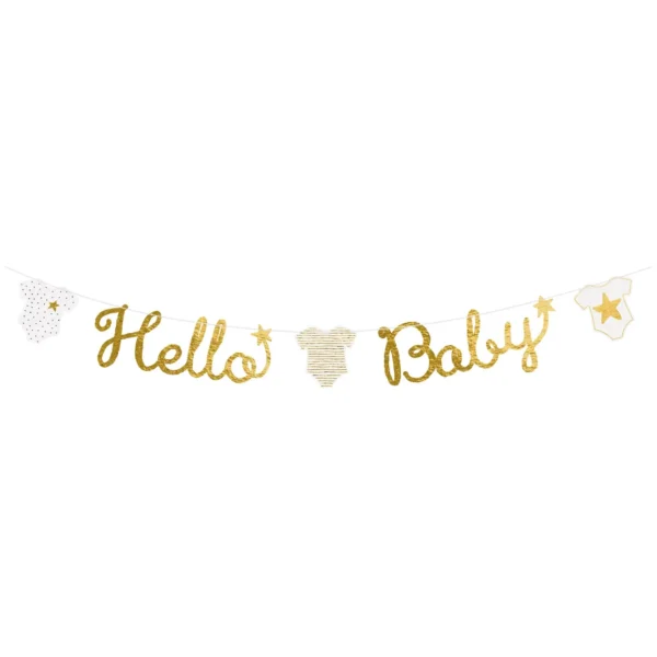 Μπάνερ ''Hello Baby'' χρυσό, για party ενηλίκων.