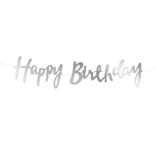 Μπάνερ 'Happy Birthday' ασημί, για party.