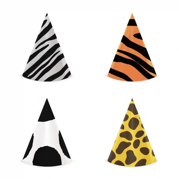 Καπελάκια χάρτινα animal print για παιδικό party.