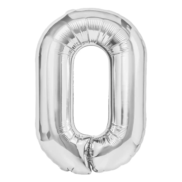 Μπαλόνι foil νούμερο 0 ασημί για party.