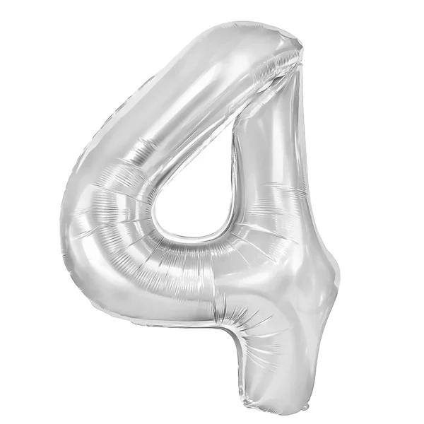 Μπαλόνι foil νούμερο 4 ασημί για party.